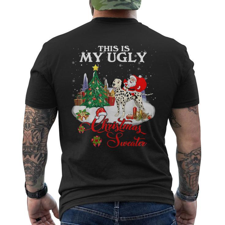 Santa Riding Dalmatian This Is My Ugly Christmas Sweater Men's T-shirt Back Print