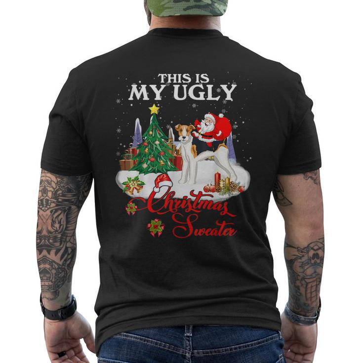 Santa Riding Fox Terrier This Is My Ugly Christmas Sweater Men's T-shirt Back Print