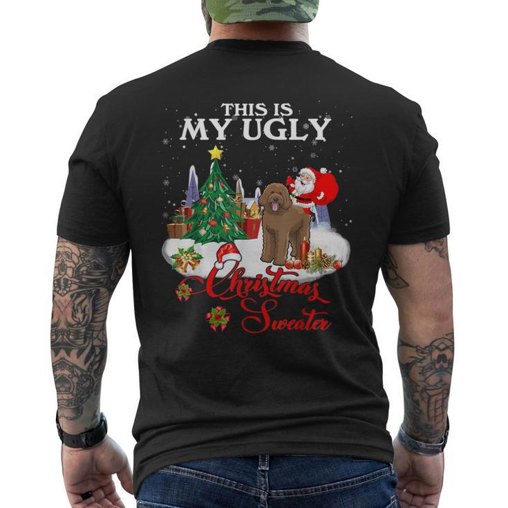 Santa Riding Goldendoodle This Is My Ugly Christmas Sweater Men's T-shirt Back Print