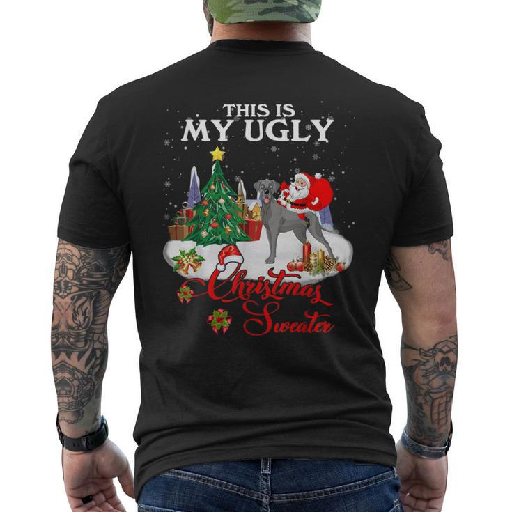 Santa Riding Great Dane This Is My Ugly Christmas Sweater Men's T-shirt Back Print