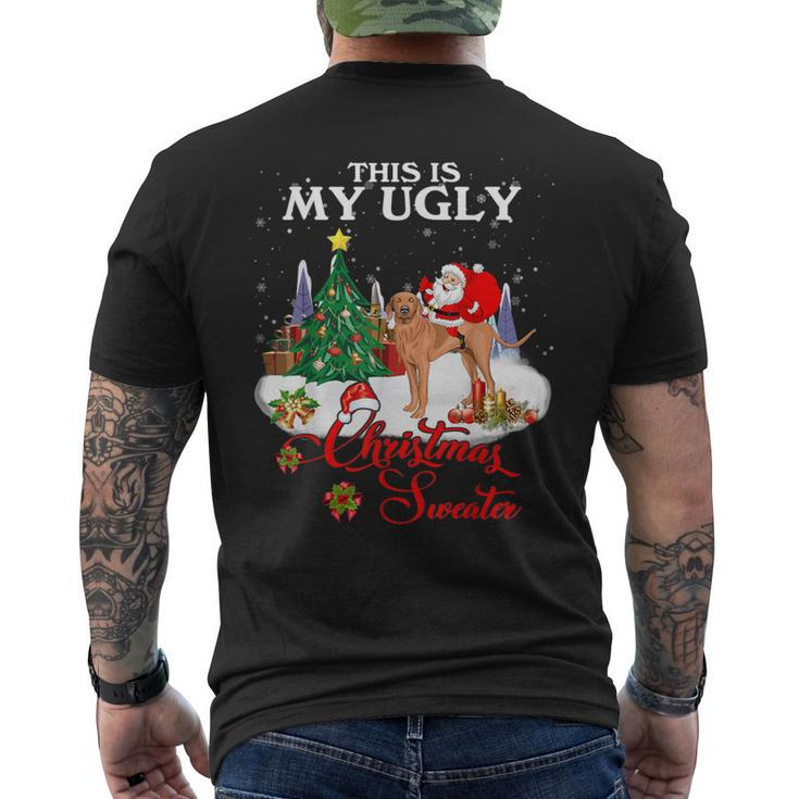 Santa Riding Vizsla This Is My Ugly Christmas Sweater Men's T-shirt Back Print
