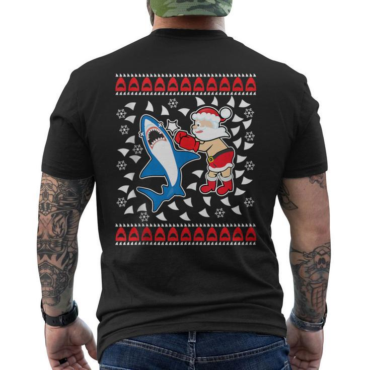 Santa Vs Shark Ugly Christmas Sweater Men's T-shirt Back Print