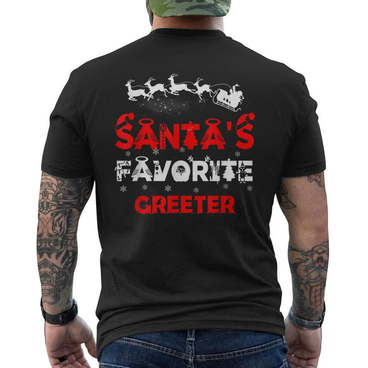 Santas Favorite Greeter Job Xmas Men's Back Print T-shirt