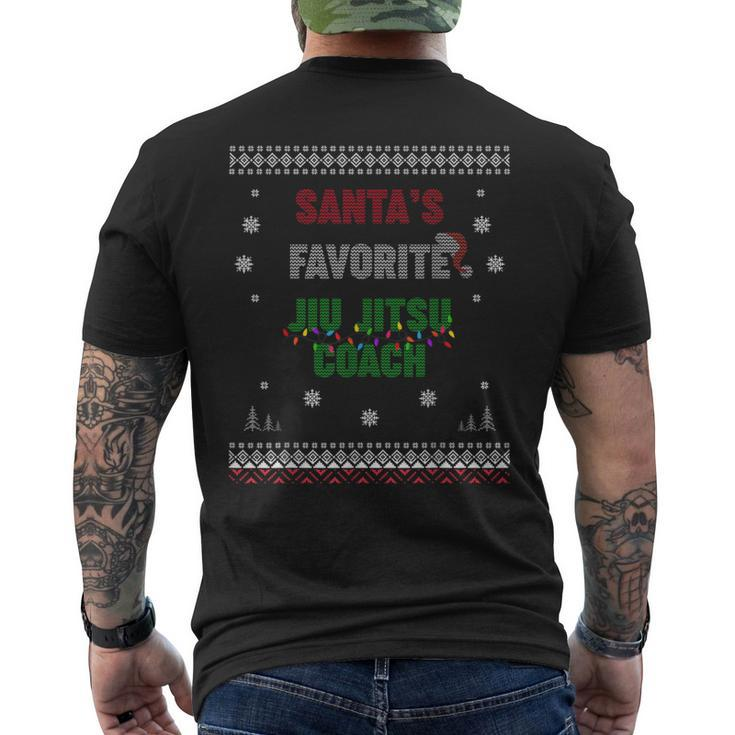 Santa's Favorite Jiu Jitsu Coach Ugly Sweater Christmas Men's T-shirt Back Print