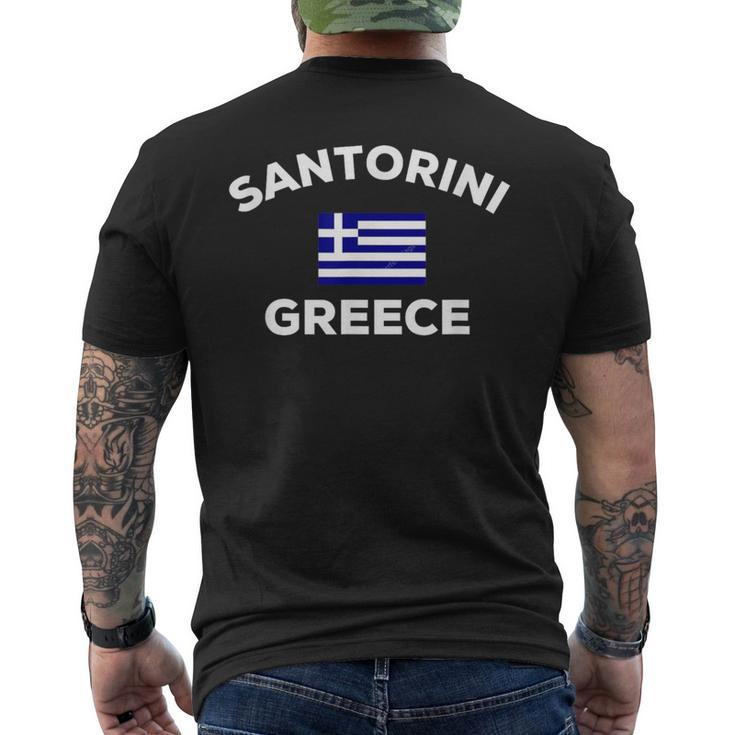 Santorini Greece Greek Flag Tourist Souvenir Men's T-shirt Back Print