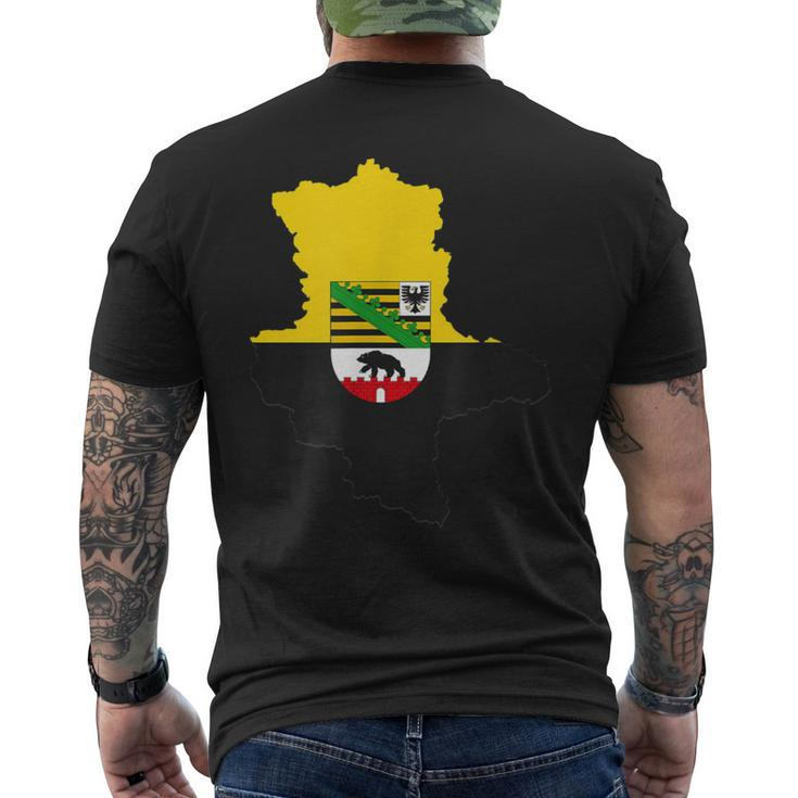 Saxony-Anhalt Flag German Region Men's T-shirt Back Print