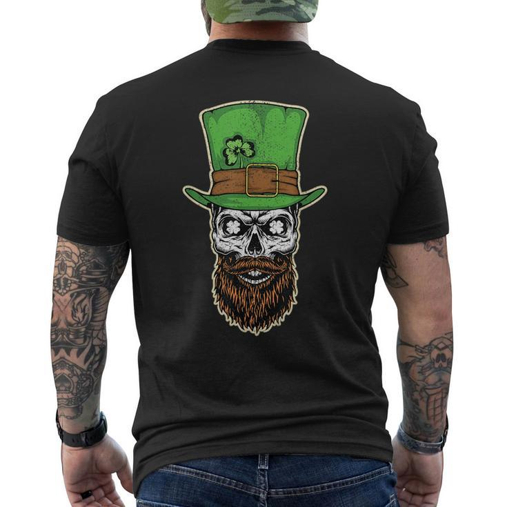 Scary Bearded Leprechaun Skull St Patrick Day Distressed  Mens Back Print T-shirt