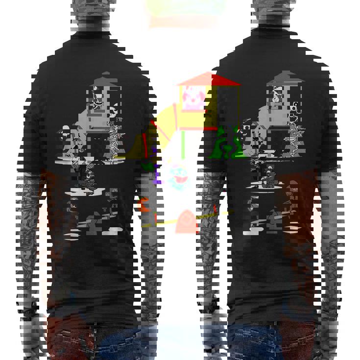 Scary Playground Halloween Horror Movie Kids Zombie Costume Halloween Men's T-shirt Back Print