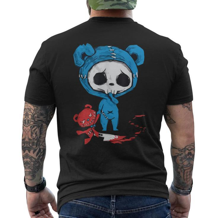Scary Skeleton With Bloody Voodoo Doll Bear Fairy Grunge Alt Men's T-shirt Back Print