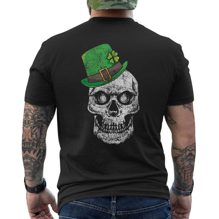 Scary St Patricks Day Skull With Lucky Leprechaun Hat  Mens Back Print T-shirt
