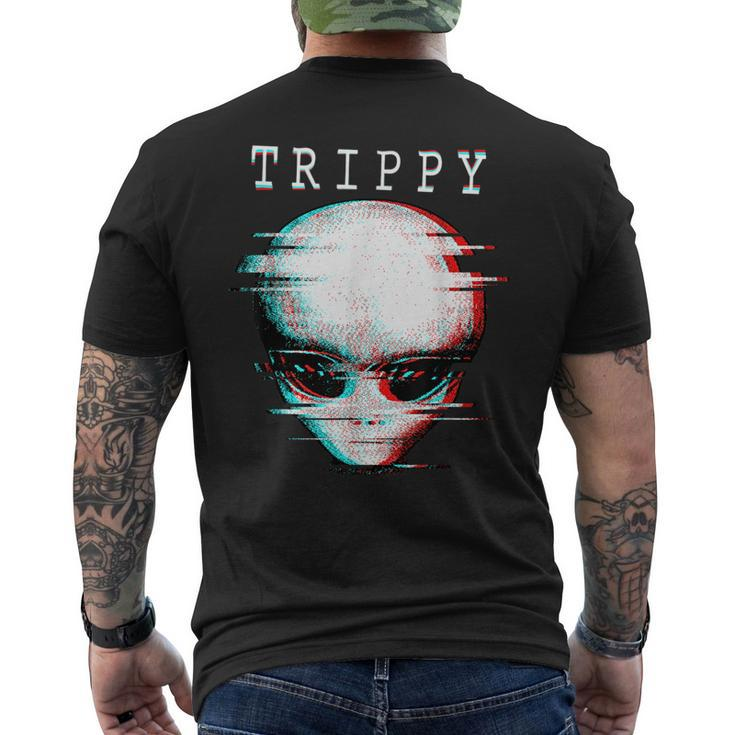 Scary Trippy Alien  - Alien Face - Alien Head Mens Back Print T-shirt