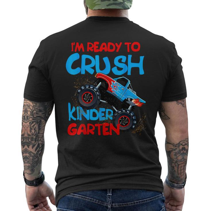 Back To School Boys First Day Of Kindergarten Monster Truck Men's T-shirt Back Print
