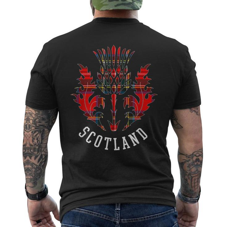 Scottish Tartan Thistle Scots Emblem Of Scotland Men's T-shirt Back Print
