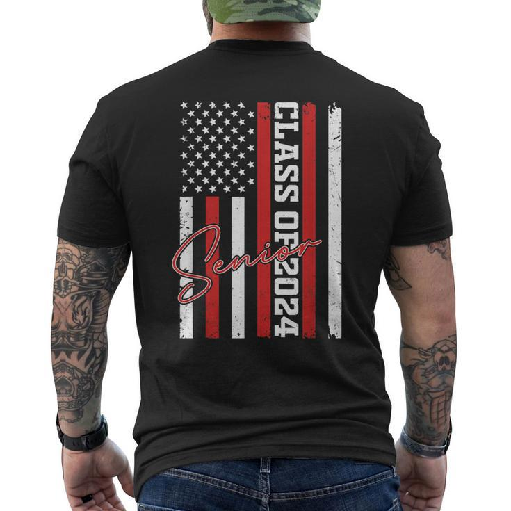 Senior 2024 Class Of 2024 24 American Flag Seniors Men's Back Print T-shirt
