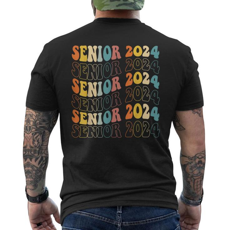 Senior 2024 Groovy Retro Class Of 2024 Graduation Mens Back Print T-shirt