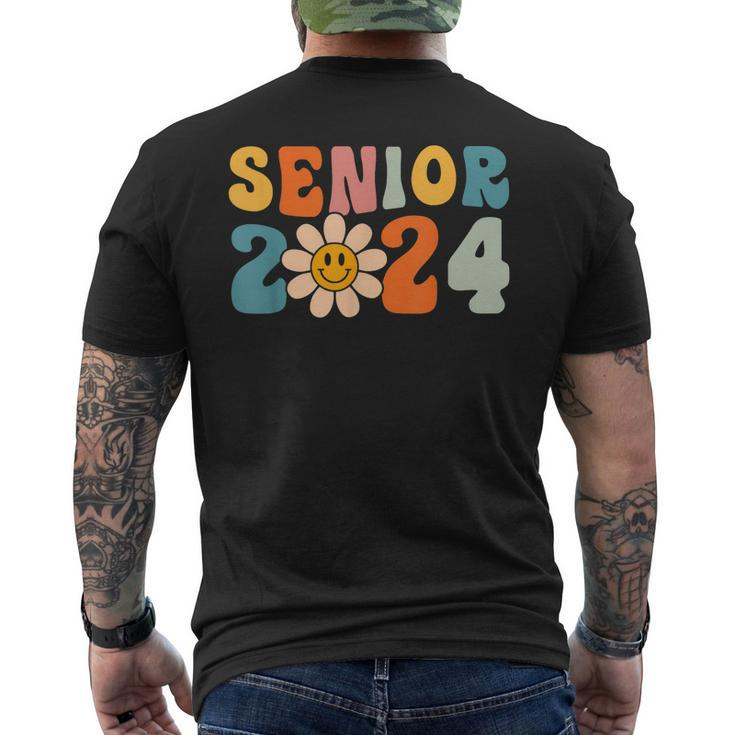 Senior 2024 Groovy Retro Happy Last Day Of School Graduation Men's Back Print T-shirt