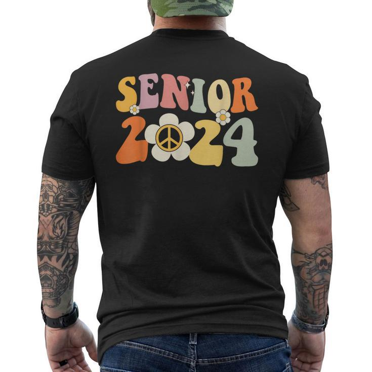 Senior 2024 Hippie Peace Love Seniors Back To School  Mens Back Print T-shirt