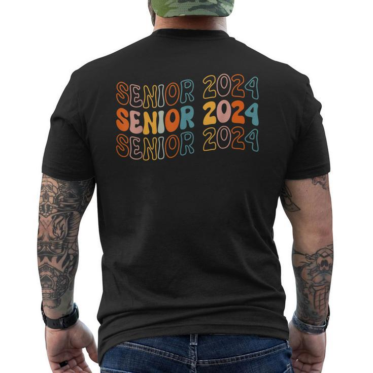 Senior 2024 Retro Groovy Class Of 2024 Graduation Men's Crewneck Short Sleeve Back Print T-shirt