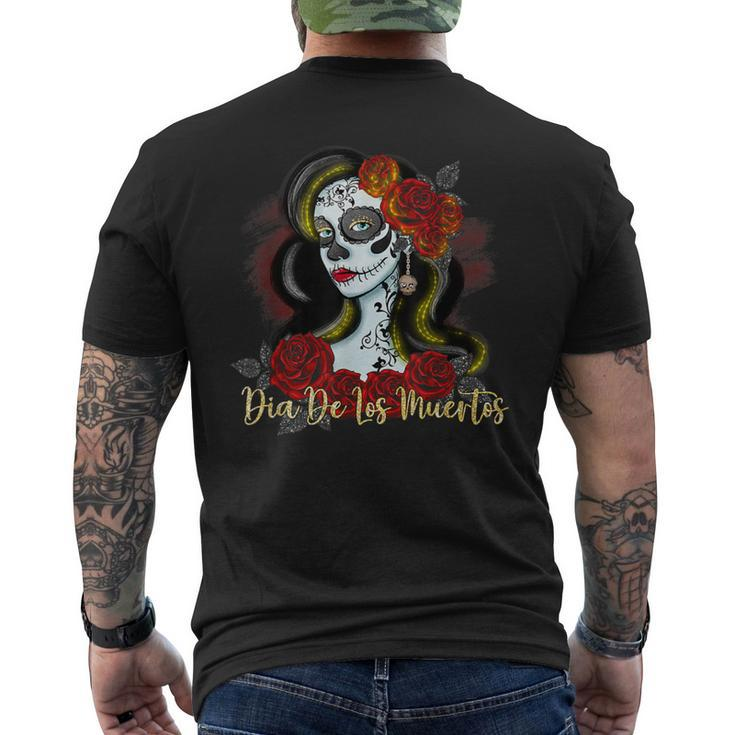 Senora Lady Roses Mexican Dead Day Of Dia De Los Muertos Men's T-shirt Back Print