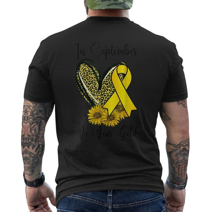 In September We Wear Gold Childhood Cancer Awareness Ribbon Men's T-shirt Back Print