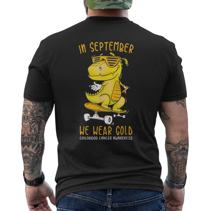 In September We Wear Gold Childhood Cancer Awareness T-Rex Men's T-shirt Back Print