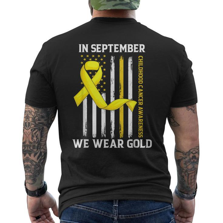 In September We Wear Gold Yellow Childhood Cancer Awareness Men's T-shirt Back Print