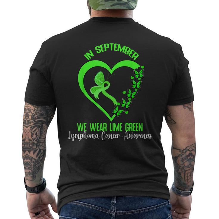 In September We Wear Green Ribbon Lymphoma Cancer Awareness Men's T-shirt Back Print
