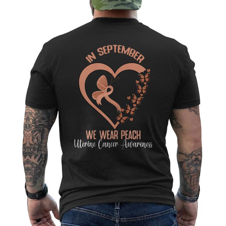 In September We Wear Peach Ribbon Uterine Cancer Awareness Men's T-shirt Back Print