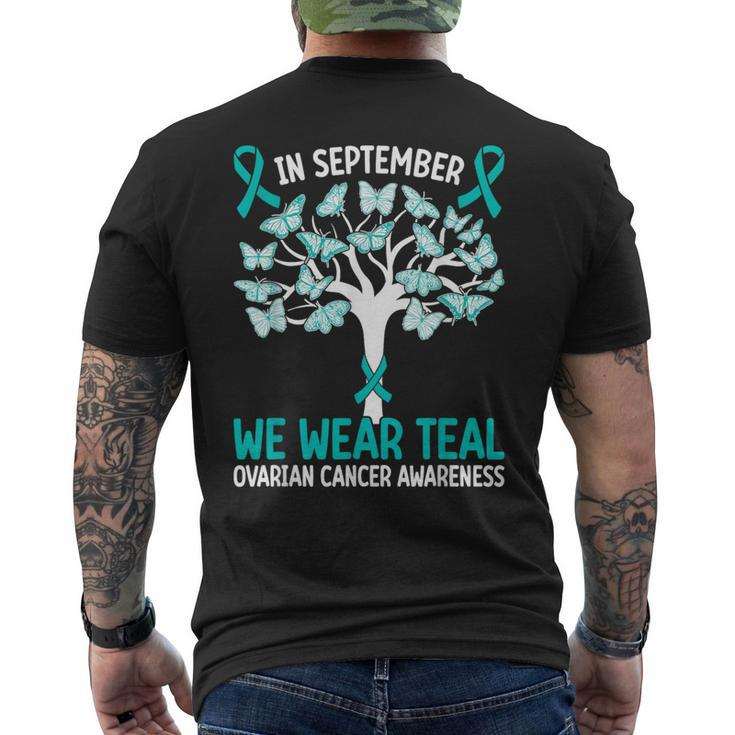 In September We Wear Teal Ovarian Cancer Awareness Men's T-shirt Back Print
