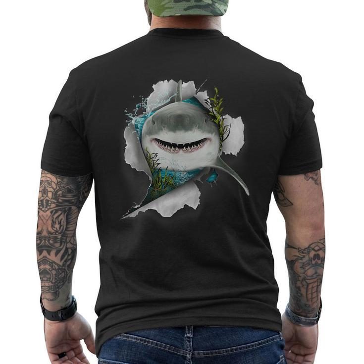Shark Great White Shark Deep Sea Fishing Funny Shark  Mens Back Print T-shirt