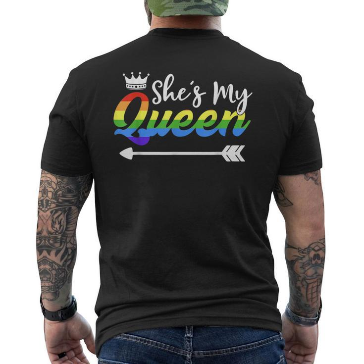 Shes My Queen Gay Girlfriend Outfit Matching Lesbian Couple  Mens Back Print T-shirt