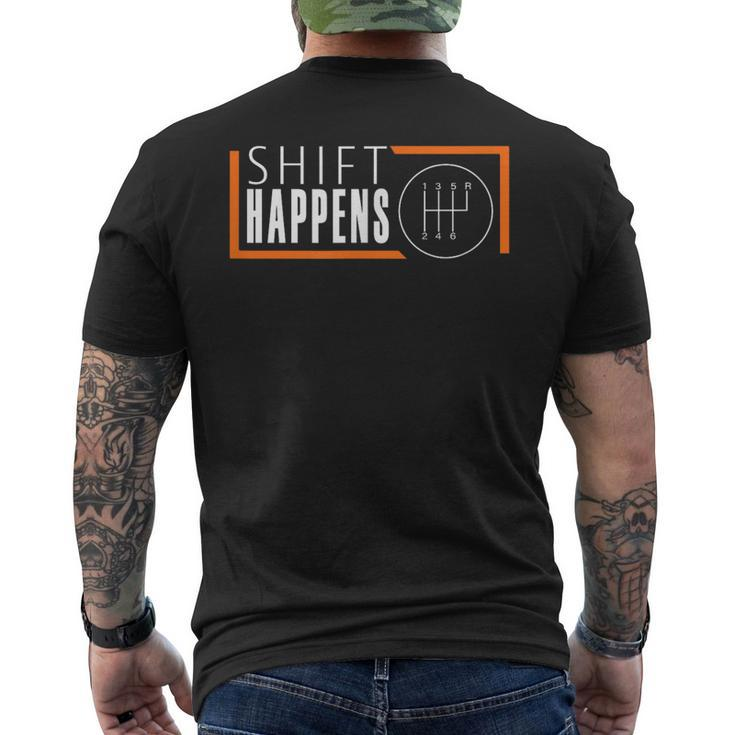 Shift Happens Funny Car Guy Racing Race Car  Mens Back Print T-shirt