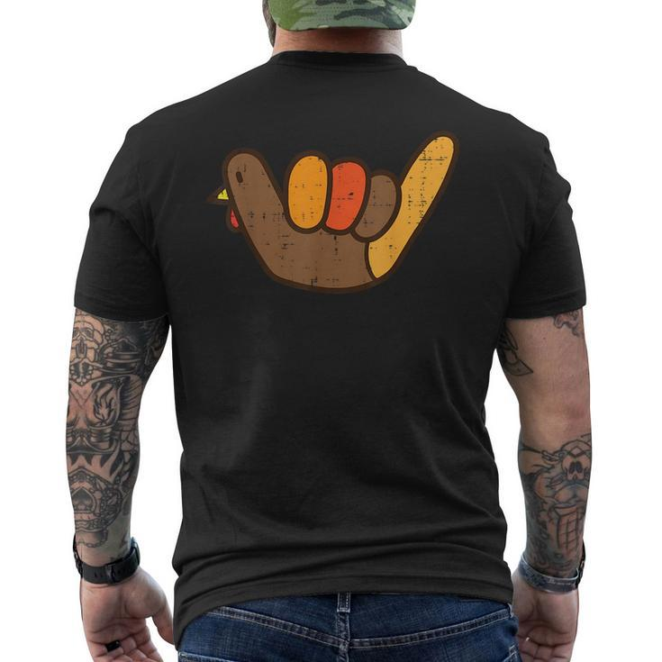 Sign Turkey Hand Hang Loose Thanksgiving Surf Hawaii  Mens Back Print T-shirt