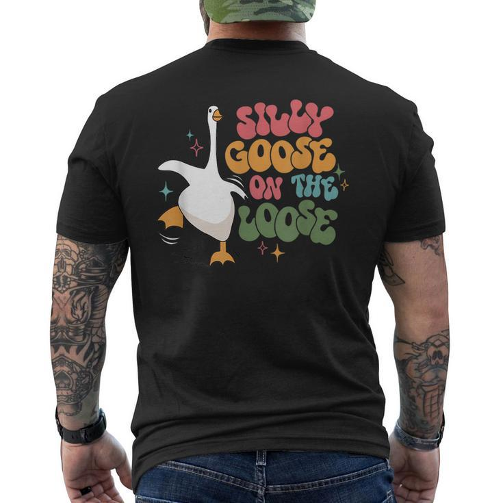 Silly Goose On The Loose Retro Groovy Silly Goose Club Mens Back Print T-shirt