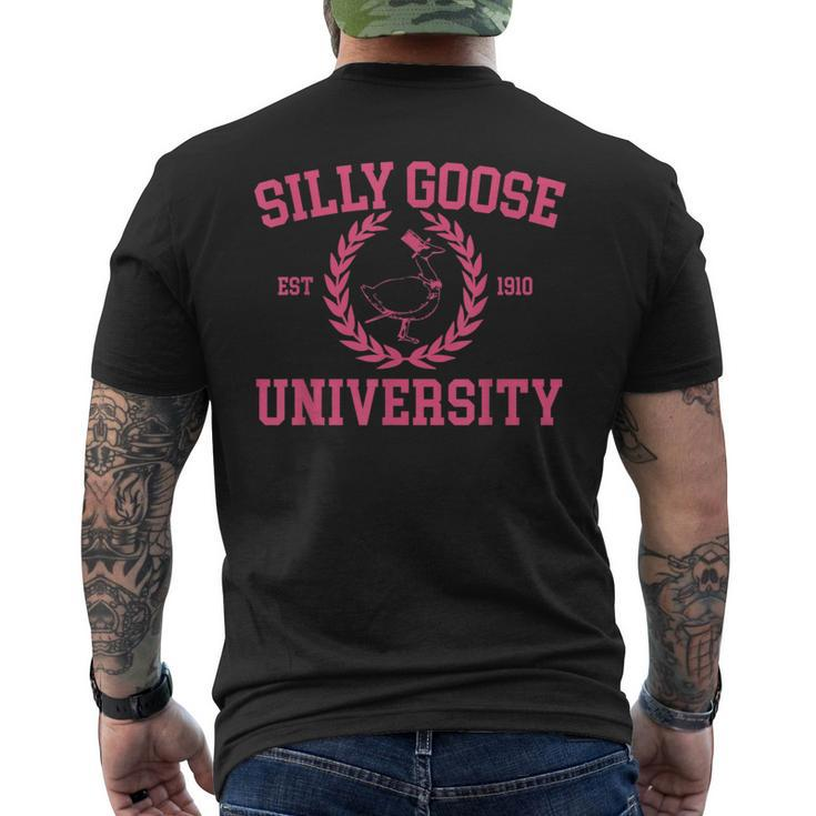 Silly Goose University Pink Goose Funny Meme School Bird Goose Funny Gifts Mens Back Print T-shirt