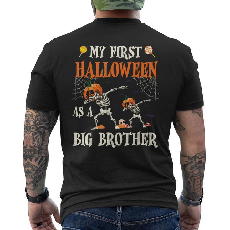 Skeleton Dabbin Together My First Halloween As A Big Brother Men's T-shirt Back Print