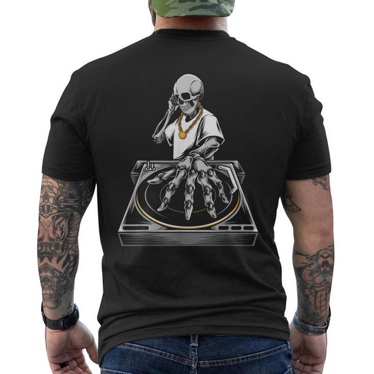 Skeleton Dj Lazy Halloween Costume Skull Disc Jockey Men's T-shirt Back Print