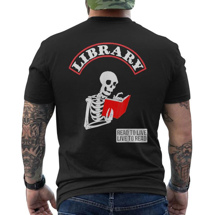Skeleton Library Read To Live Liveto Read Funny Book Lover Mens Back Print T-shirt