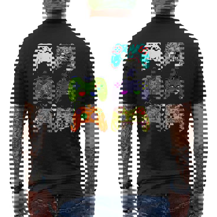 Skeleton Zombie Gaming Controllers Halloween For Gamer Boys Men's T-shirt Back Print