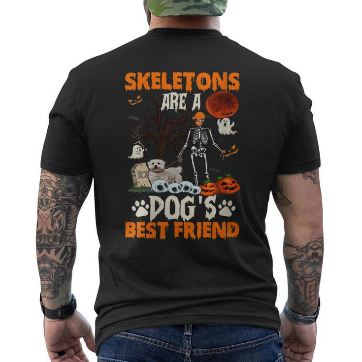 Skeletons Bichon Frise Is Friends Funny Halloween Costume Mens Back Print T-shirt