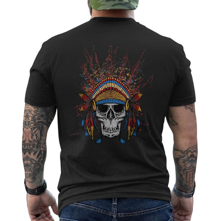 Skull And Headdress Native American Gift Indian  Mens Back Print T-shirt