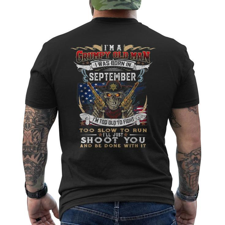 Skull Im A Grumpy Old Man I Was Born In September Men's Back Print T-shirt