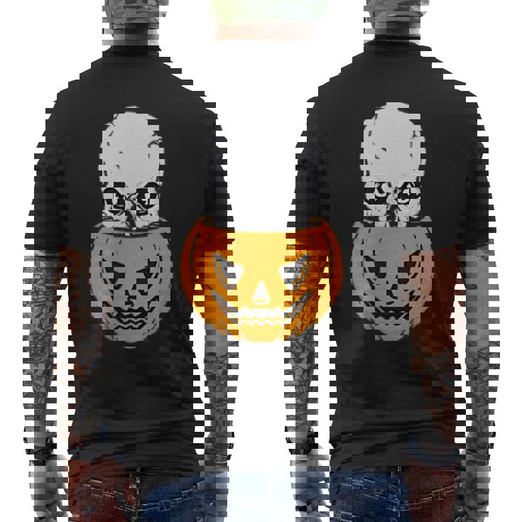 Skull Pumpkin Halloween Subtle Minimal Trick Or Treat Halloween Men's T-shirt Back Print