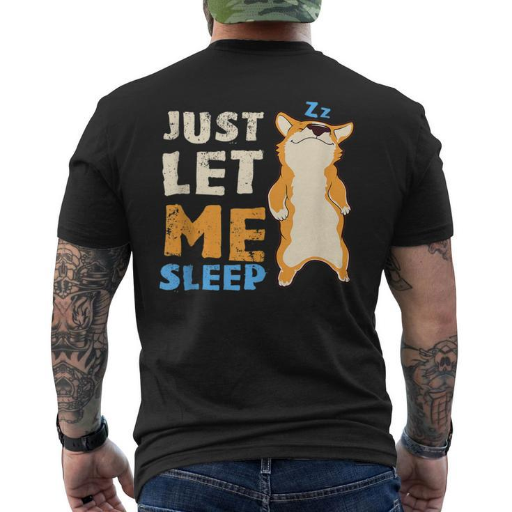 Sleeping Corgi Dog Sleep Pajamas  Mens Back Print T-shirt