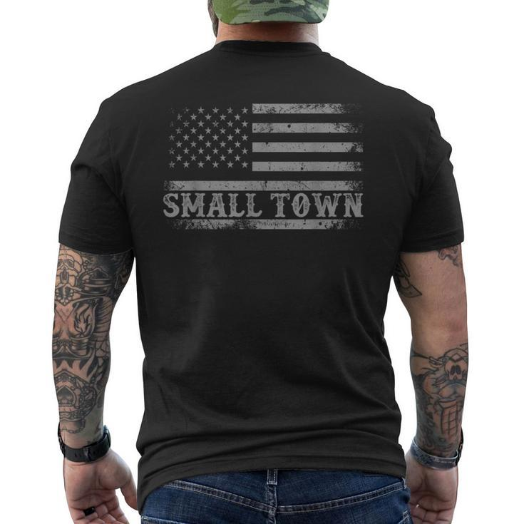 Small Town Strong Usa Flag Front And Back Patriotic American  Mens Back Print T-shirt