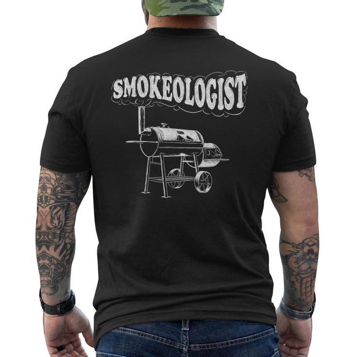 Smokeologist Pitmaster Bbq Smoker Grilling Men's Back Print T-shirt