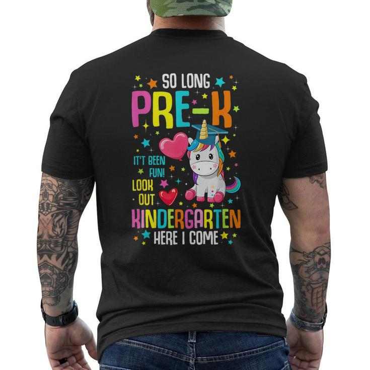 So Long Pre-K Kindergarten Here I Come Unicorn Graduation  Mens Back Print T-shirt
