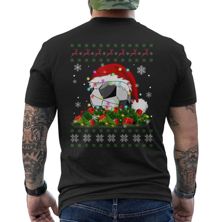 Soccer Ugly Sweater Christmas Pajama Lights Sport Lover Men's T-shirt Back Print