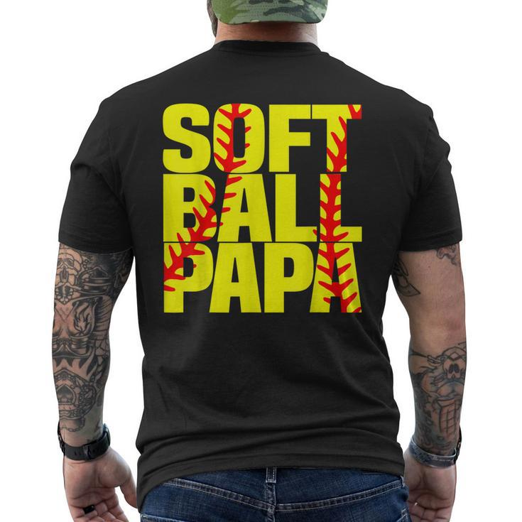 Softball Papa Proud Grandpa Grandparents Men's Back Print T-shirt