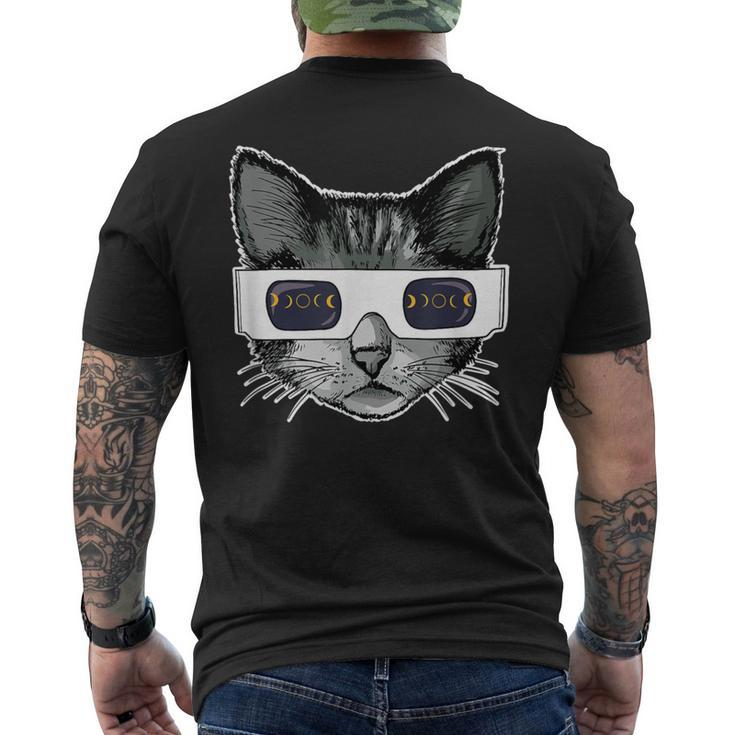 Solar Eclipse Cat Wearing Solar Eclipse Glasses Men's T-shirt Back Print